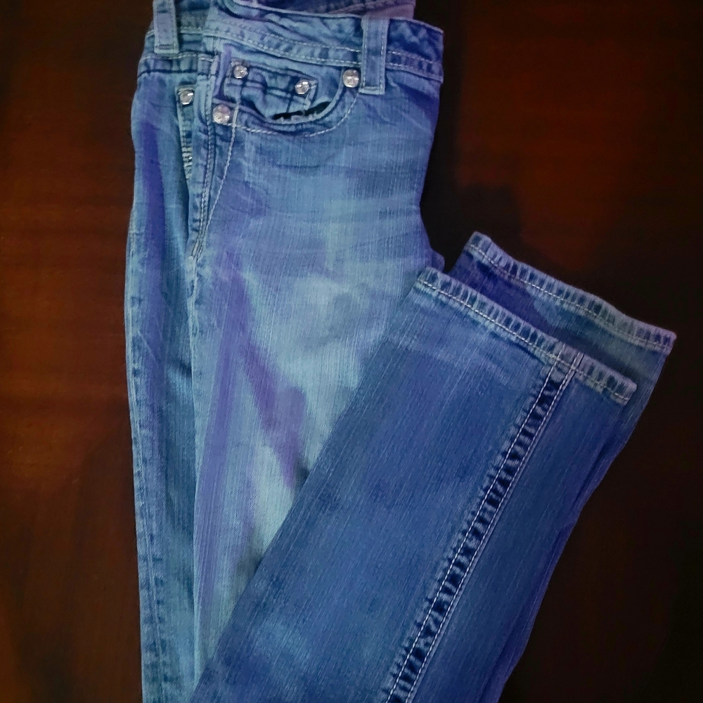 Miss Me Blue Skinny Jeans with Distressed Details